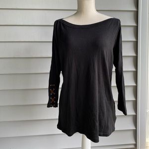 Chaps long sleeve tee with braided sleeves